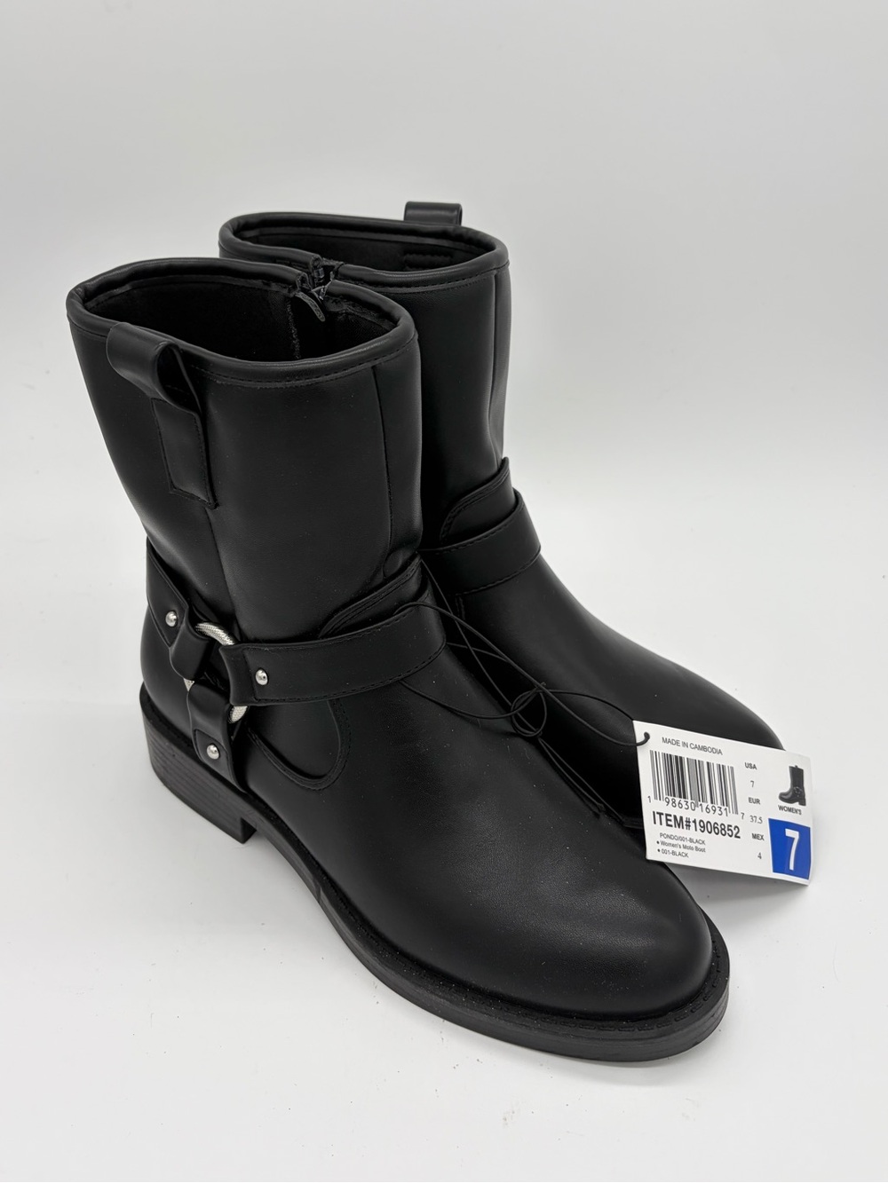 Women's Black Mid-Calf Harness Boots